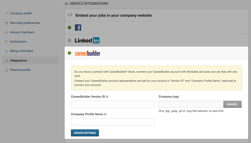 How to post to CareerBuilder using Workable Workable
