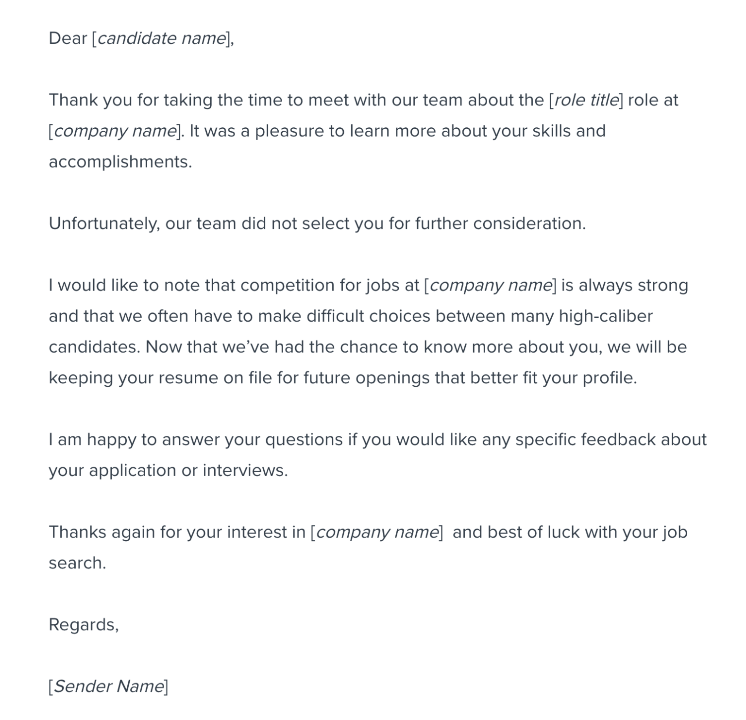 how to write a rejection email for a job interview