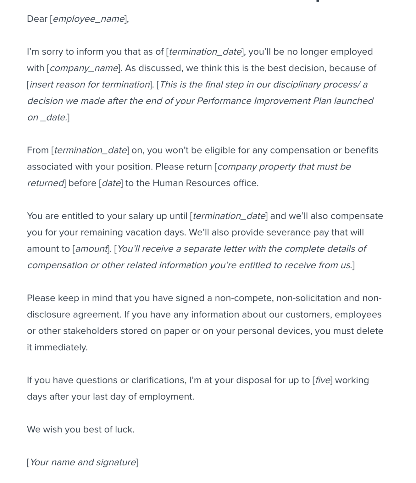 Sample Employee Termination Letter Template Samples L vrogue co