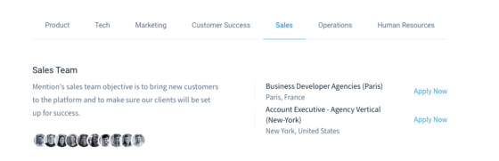 Mention's careers page ux example