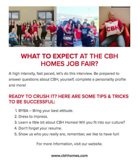 CBH Homes recruitment events advert