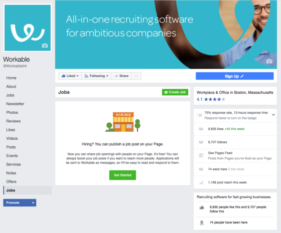 How to recruit on Facebook: Facebook jobs tab