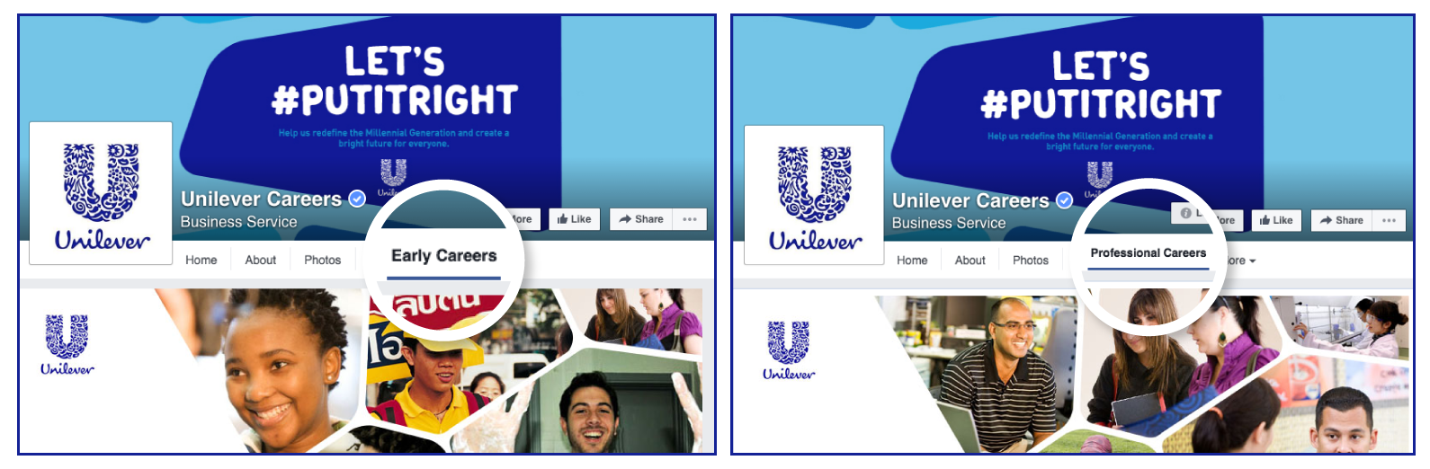 Unilever Facebook careers page