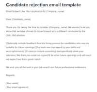 candidate rejection email template