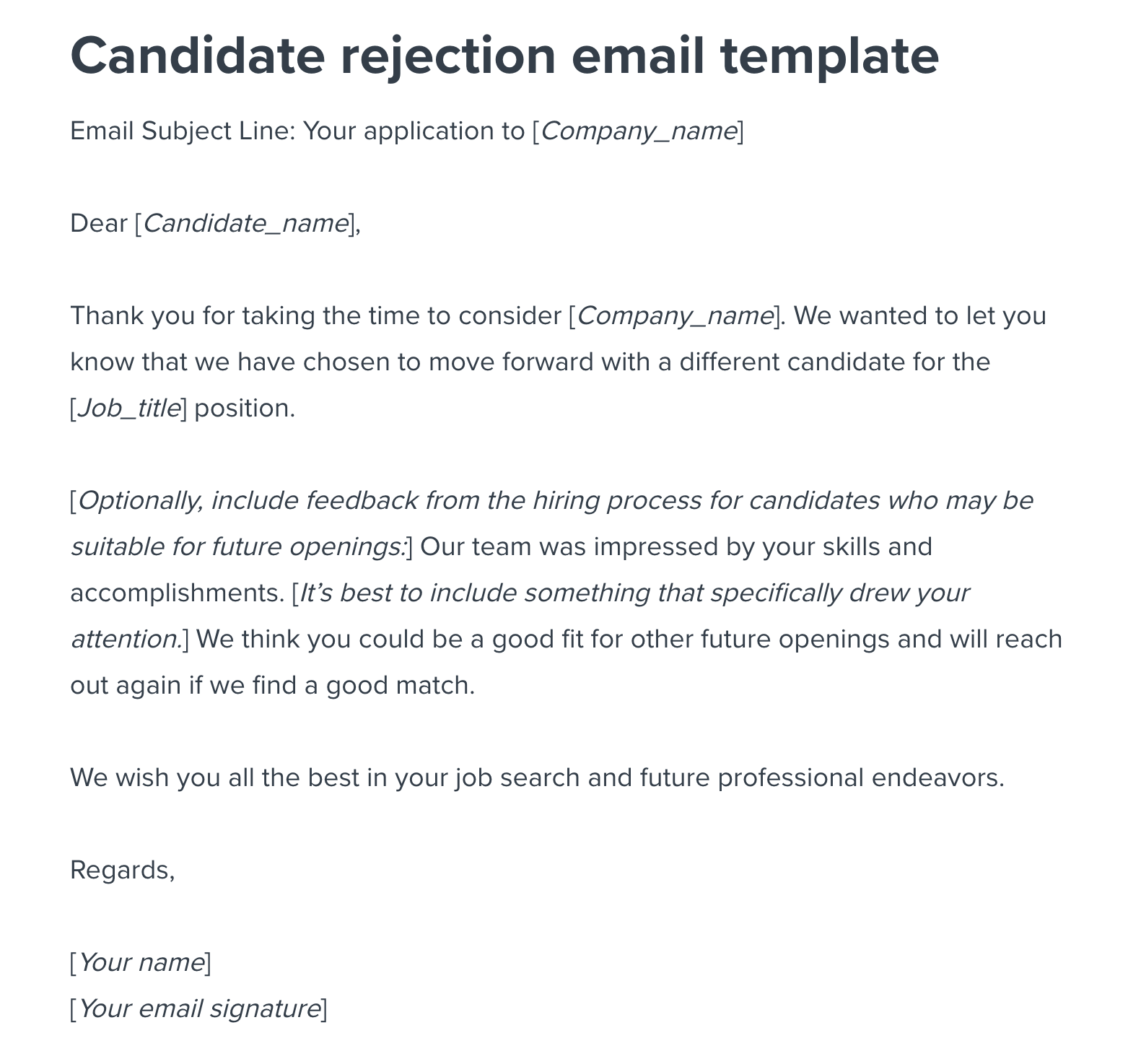 Rejection Letter Examples For After an Interview