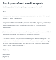 Employee referral program sample email template