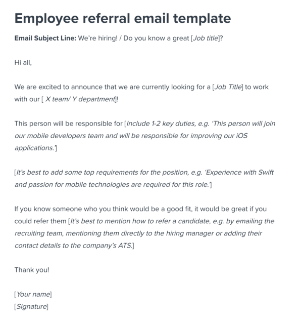 Employee Referral Program Sample Email Template 8691