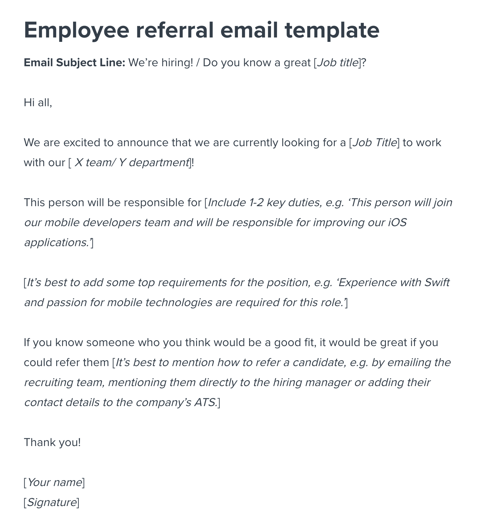 sending resume by email with referral
