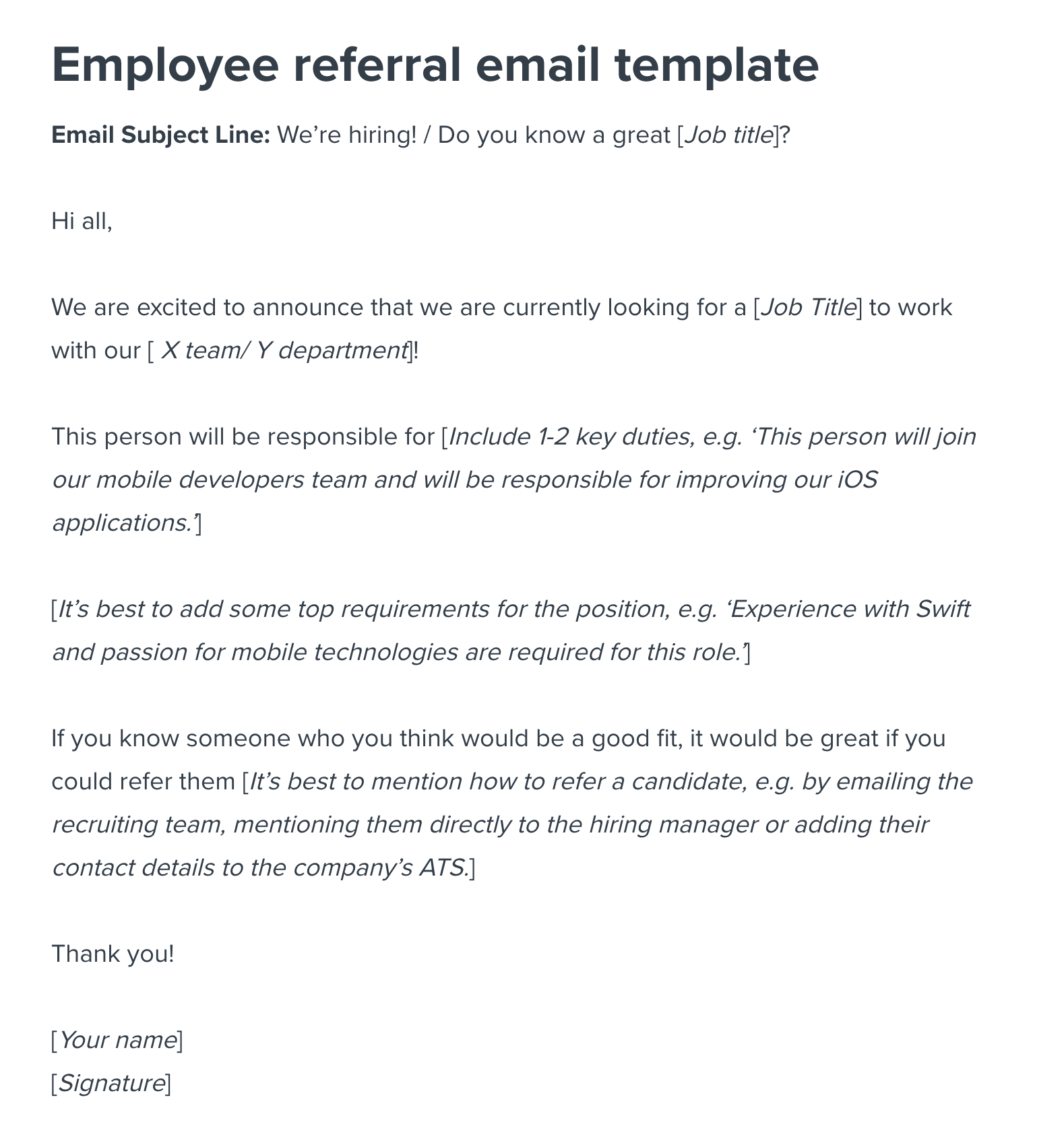 Employee Referral Program Sample Email Template 9903