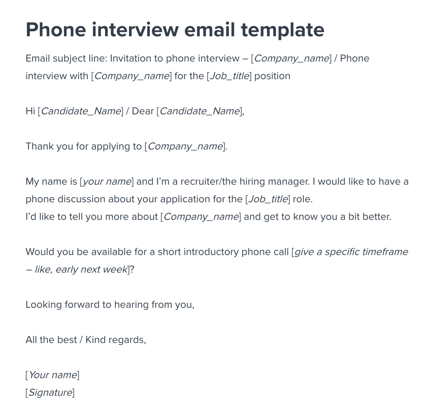 How To Ask For An Interview In An Email - Printable Templates