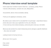 Phone interview invitation email template
