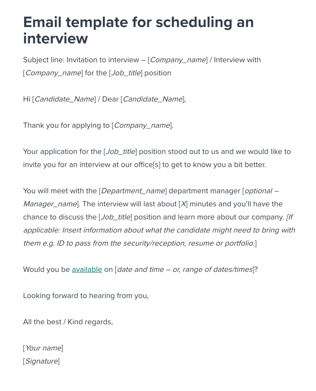 How To Write An Email To Schedule An Interview With Employer