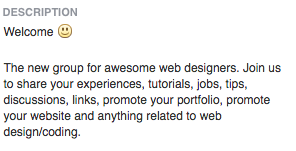 Facebook groups Web Designers description