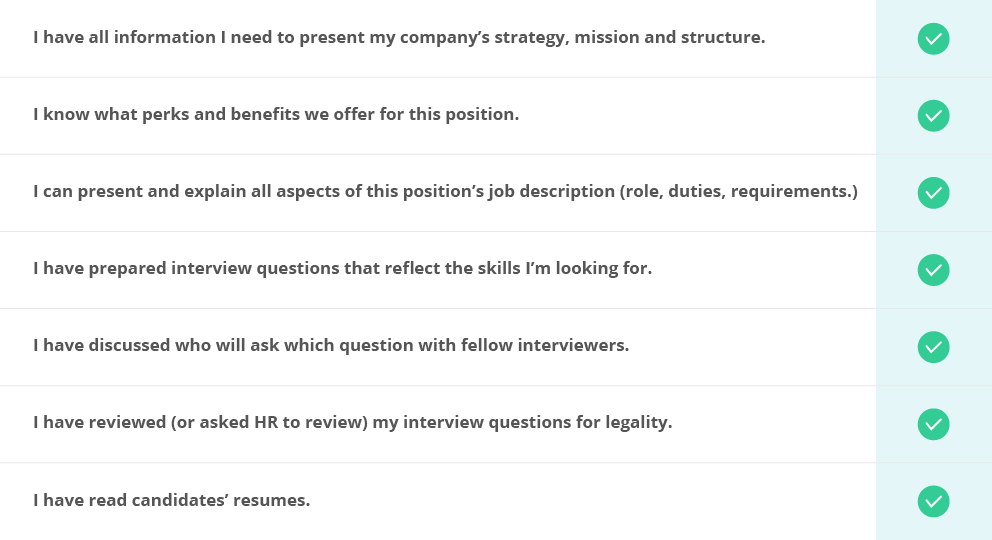 Interview Checklist for Employers