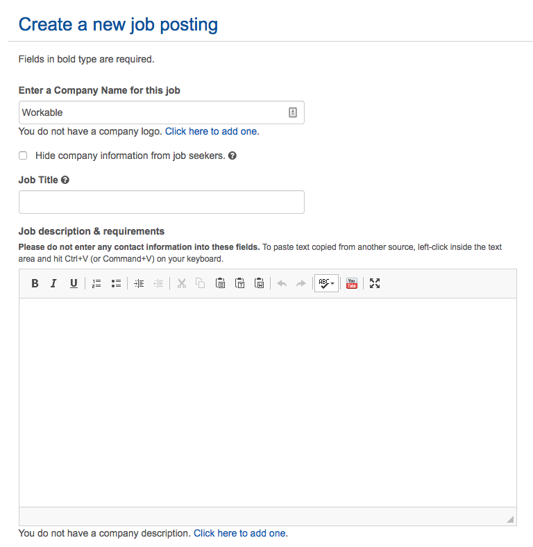 create new job posting with Nexxt