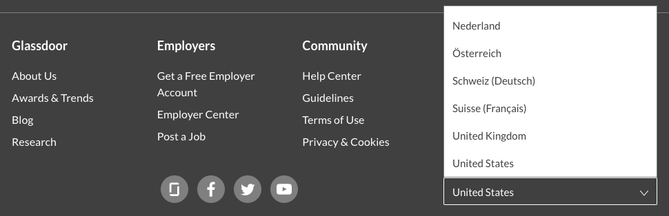 Glassdoor Footer Localized Websites