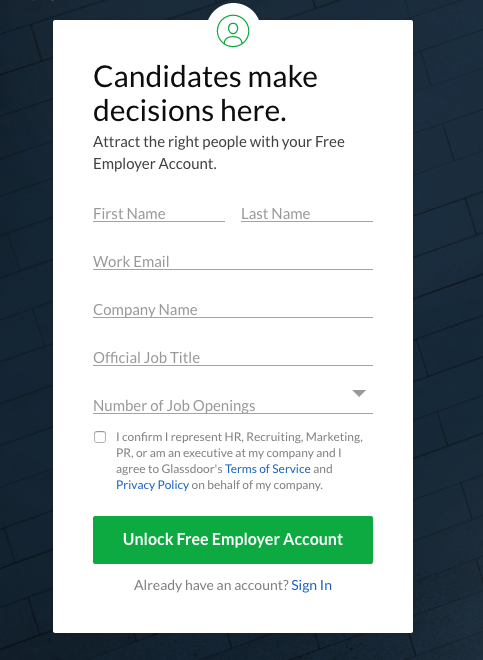 Glassdoor Free Employer Account