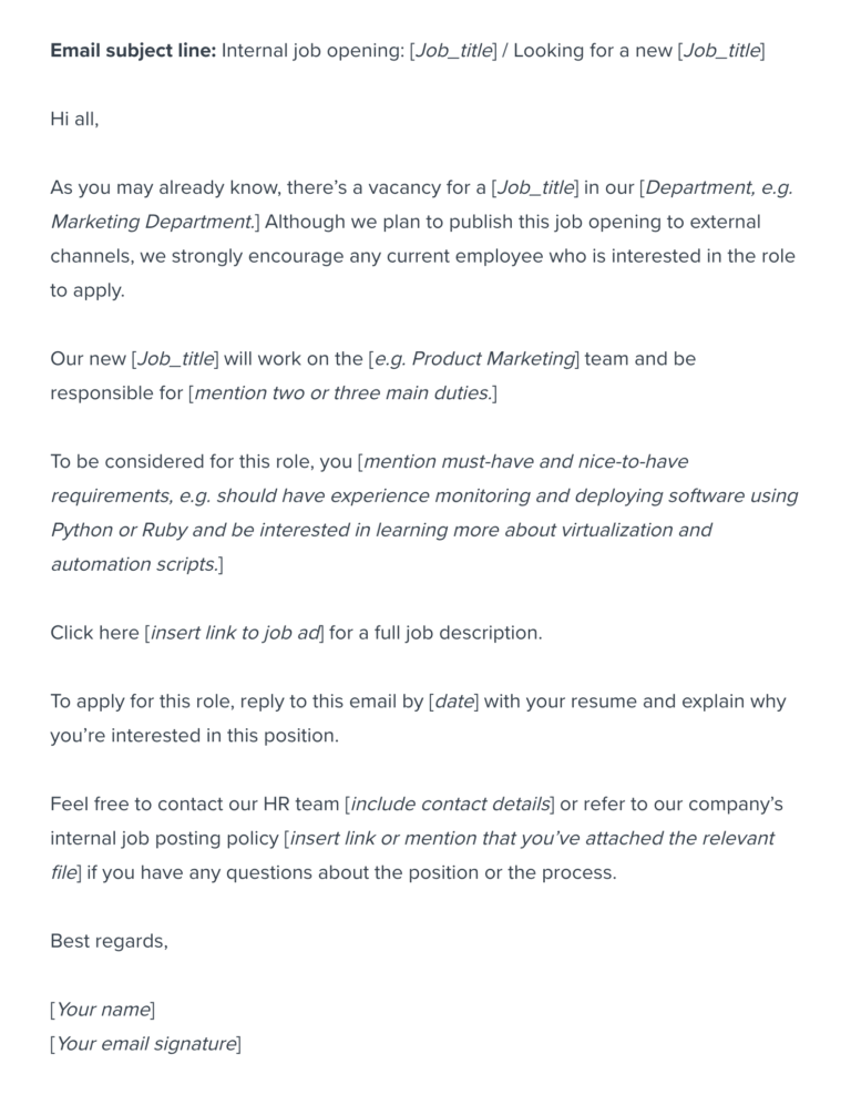 Internal job posting email template | Workable