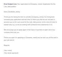 Job application rejection email template