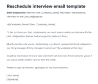 reschedule interview with candidates email template