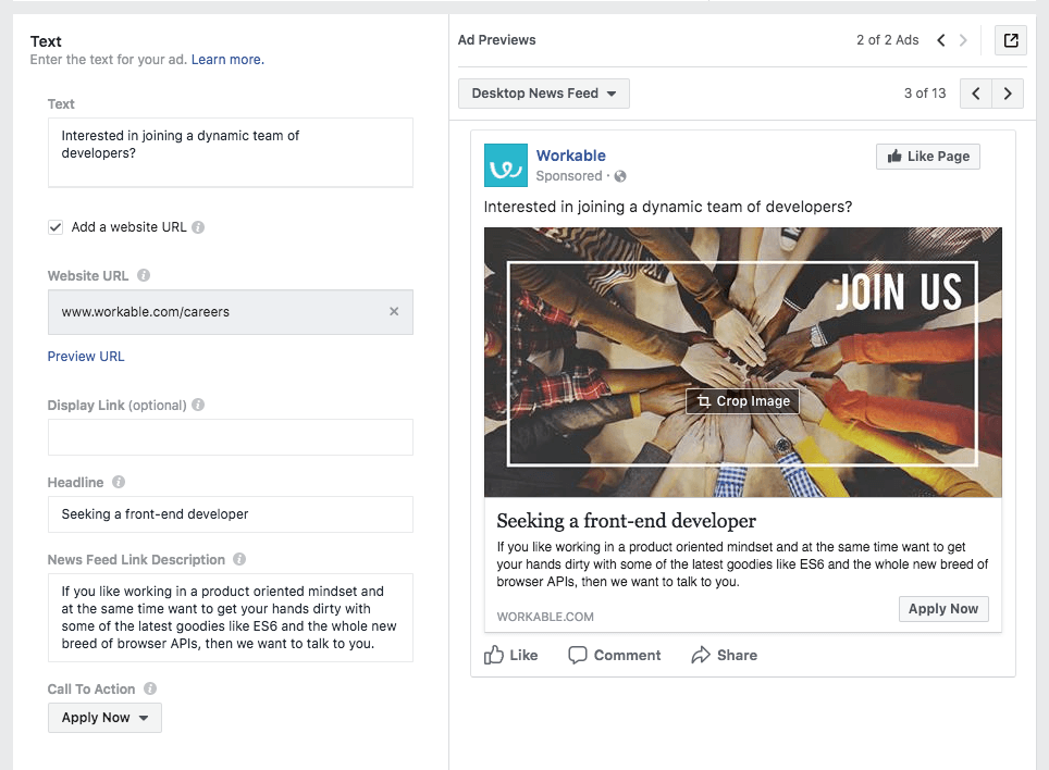 How to advertise jobs on Facebook