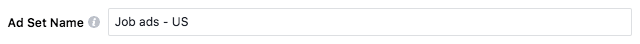 Facebook job ads | ad set name