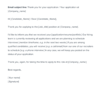 application acknowledgement email template