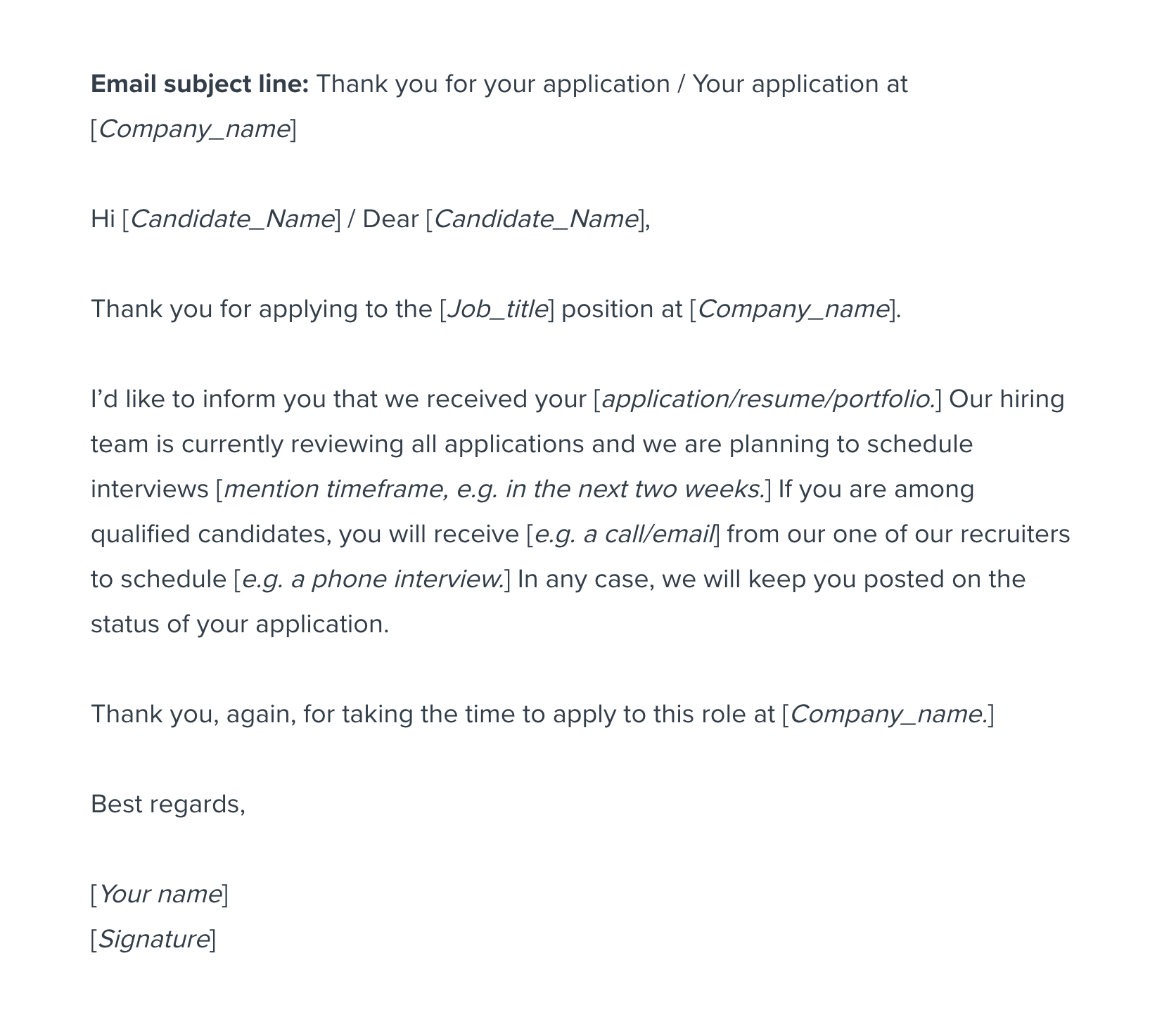 application for a job email sample