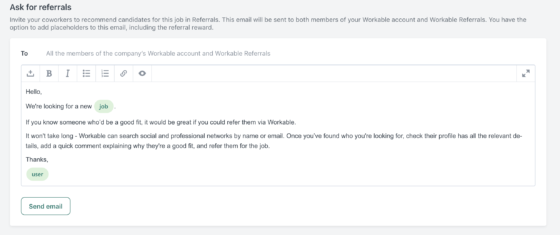 How to ask for candidate referrals in Workable