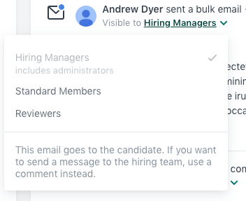 Choose who from your hiring team can see emails to candidates
