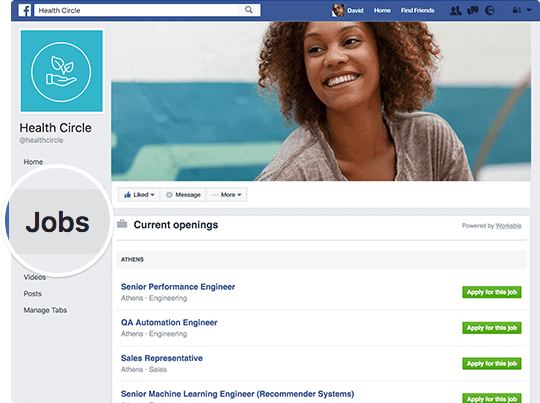 Facebook Jobs Tab with Workable