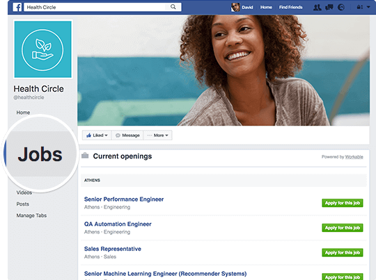 Facebook Jobs tab setup with Workable