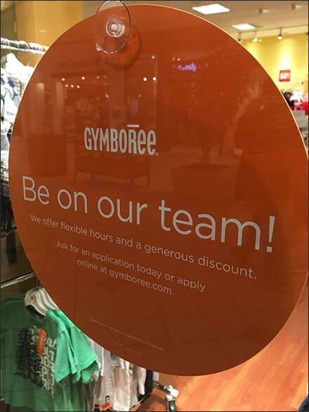 We're hiring sign - Gymboree example