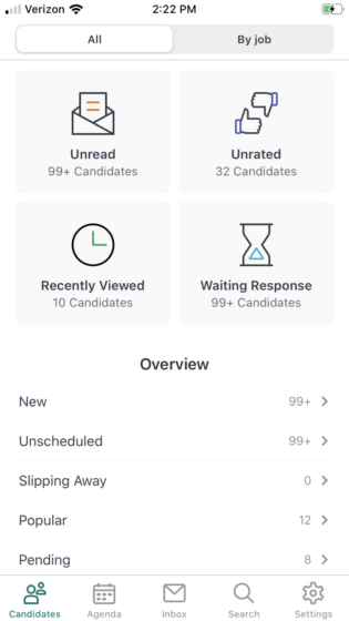 Workable recruiting app | candidates overview