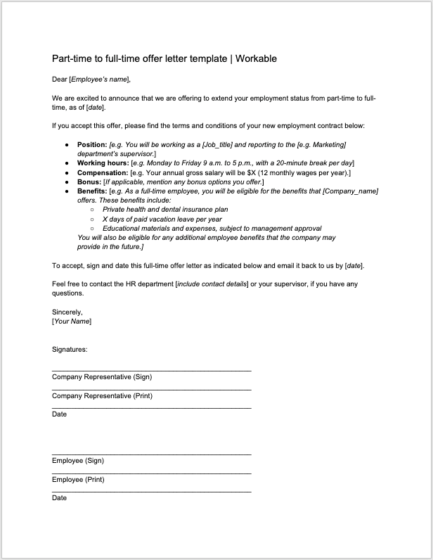 Employment Offer Letter Example Database - Letter Template Collection