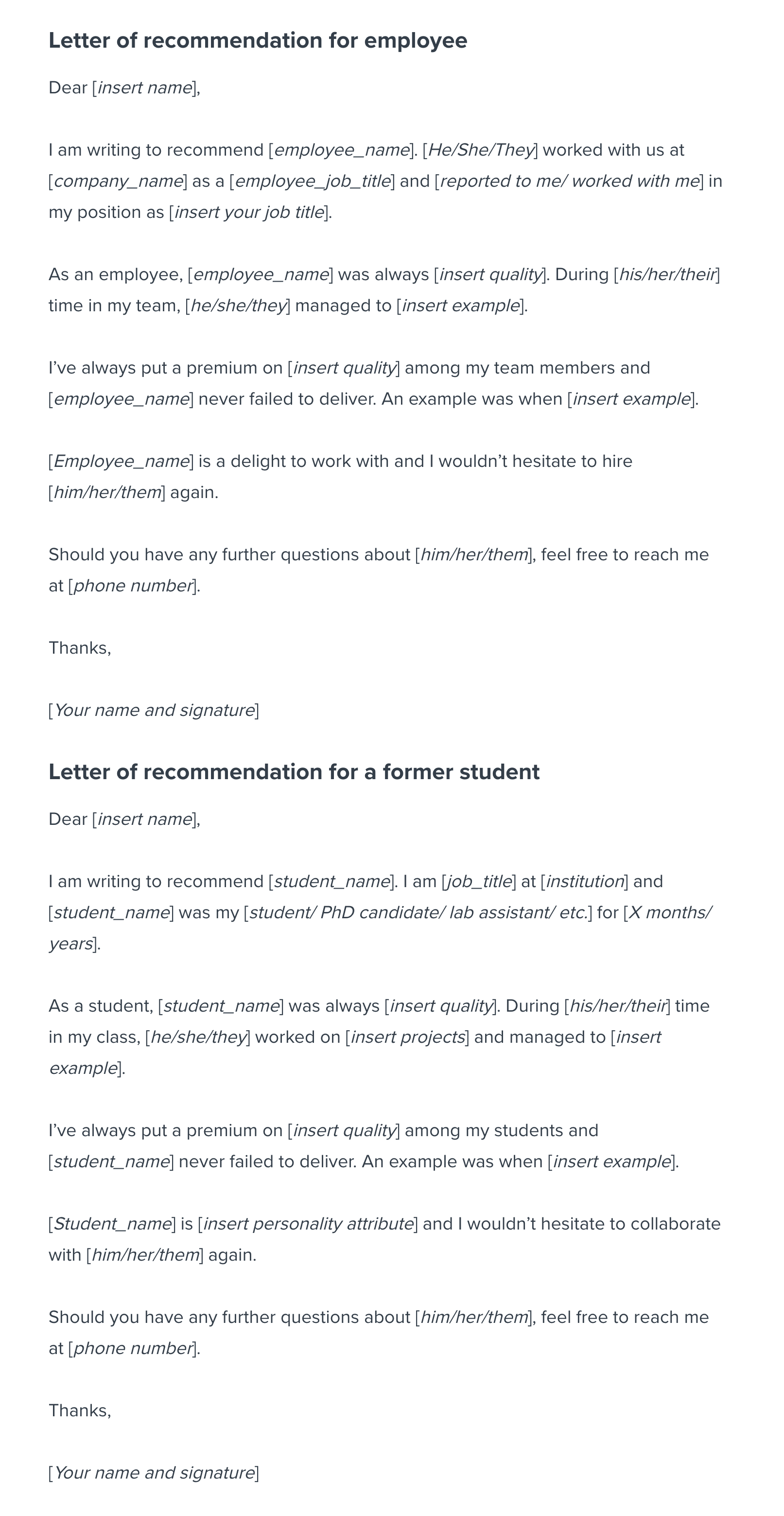 Letter Of Recommendation Template Sample Ready To Use Workable