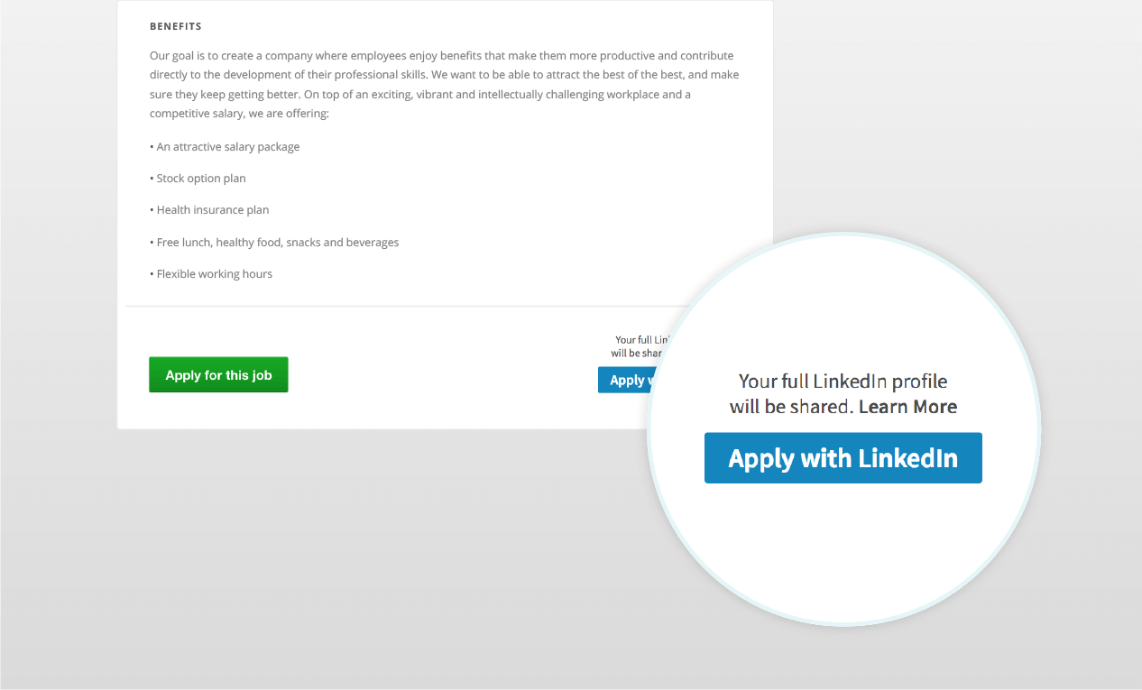 Make it easy for candidates to apply with LinkedIn 
