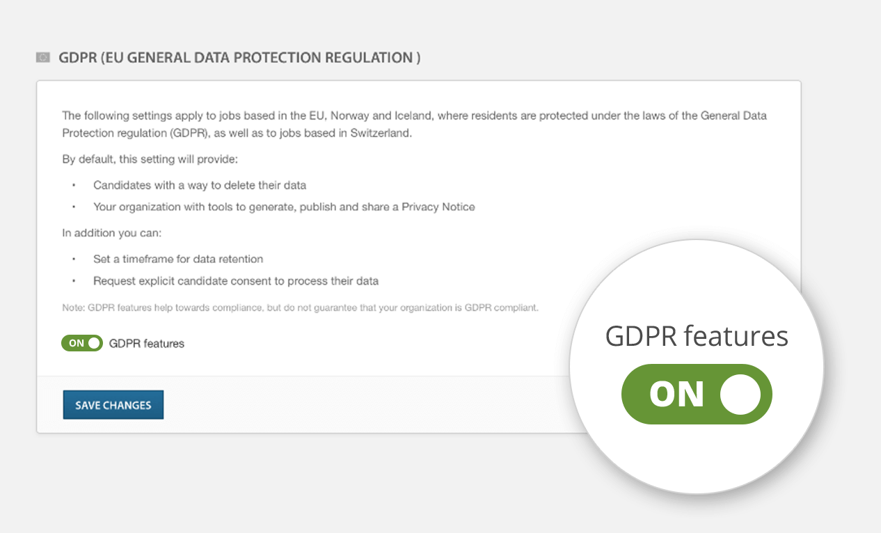 Comply with the rules of GDPR for recruiting