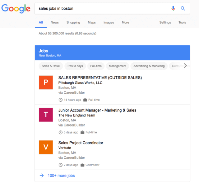 Google for Jobs listings