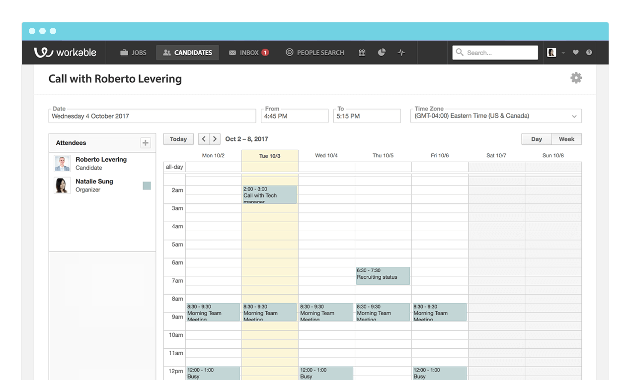 Easier interview scheduling with Workable
