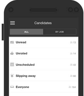 view your candidates on the Workable mobile applicant tracking system