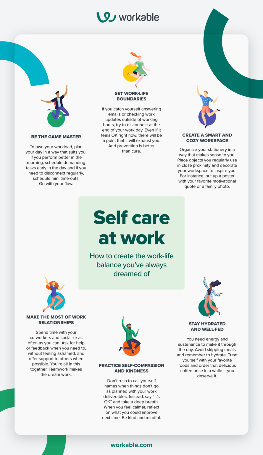 Self care at work: tips and tricks [infographic] - Workable