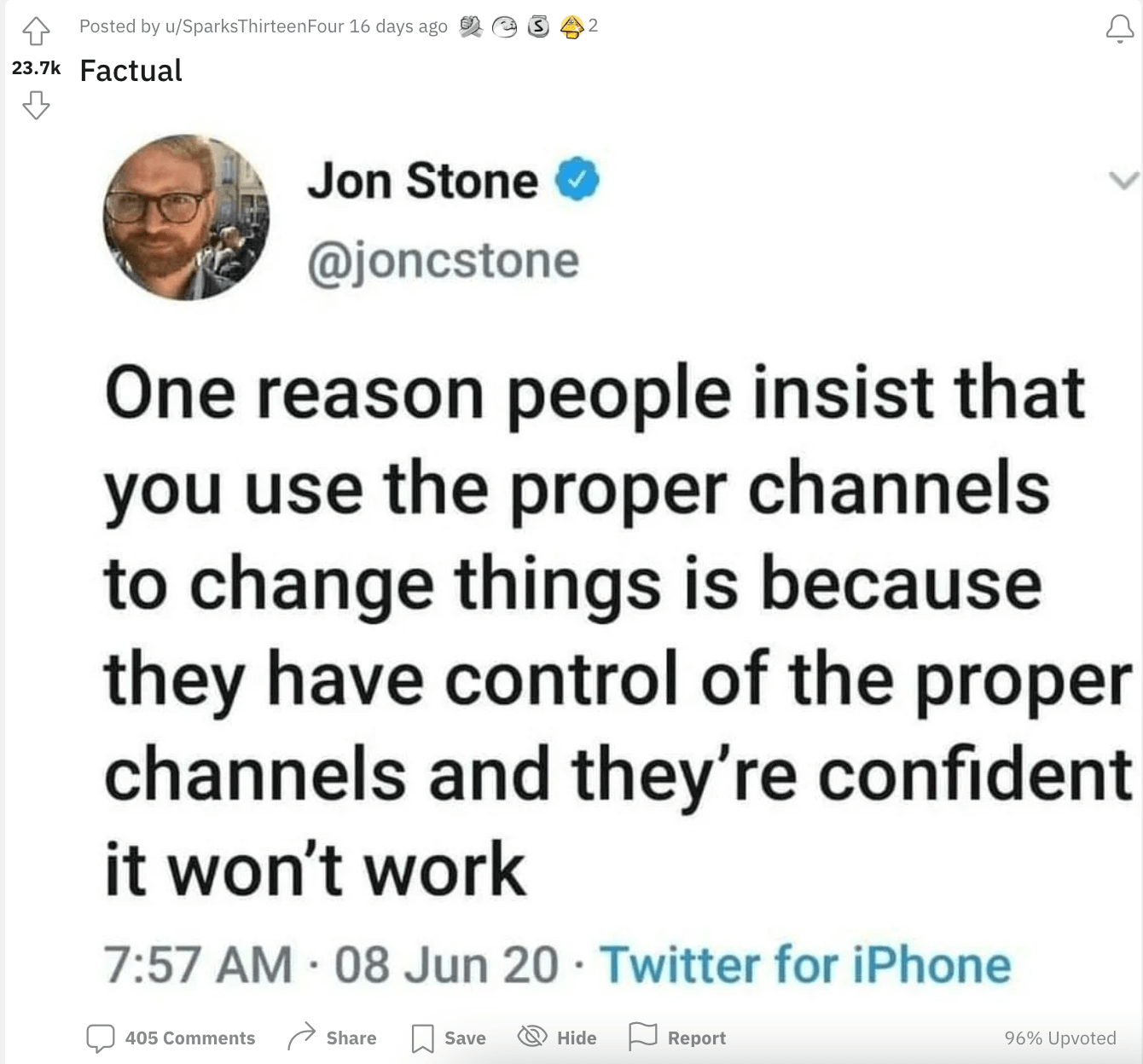 jon c stone tweet on work
