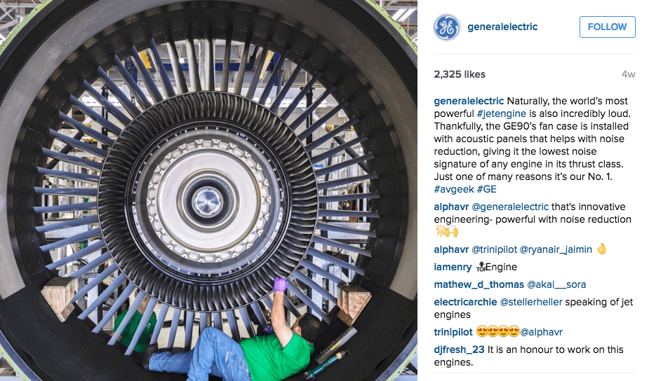 General Electric's employer brand on Instagram.