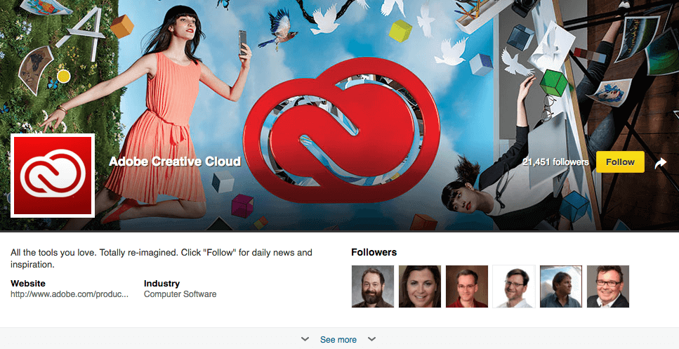 Adobe Creative Cloud LinkedIn showcase page 