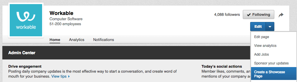 Creating a LinkedIn Showcase Page
