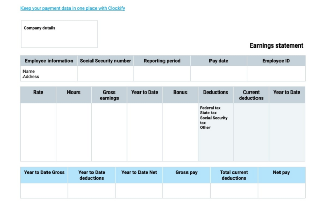 pay stub earnings-statement